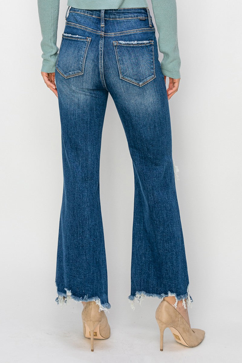RISEN JEANS - Dark Wash High Rise Crop