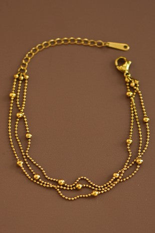 Non Tarnish Stainless Steal Beaded 3 Layer Bracelet