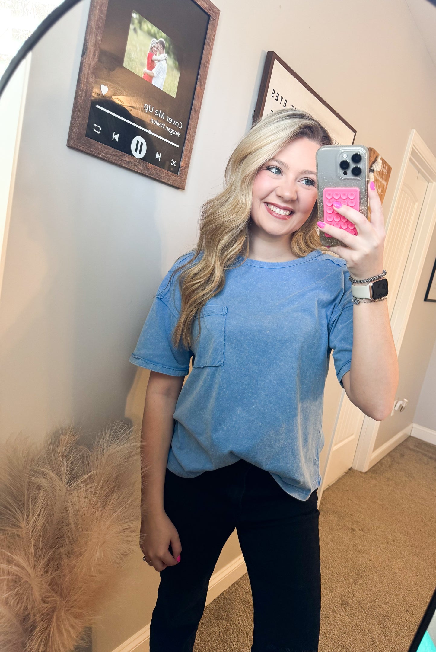 Blue Acid Wash Pocket Tee