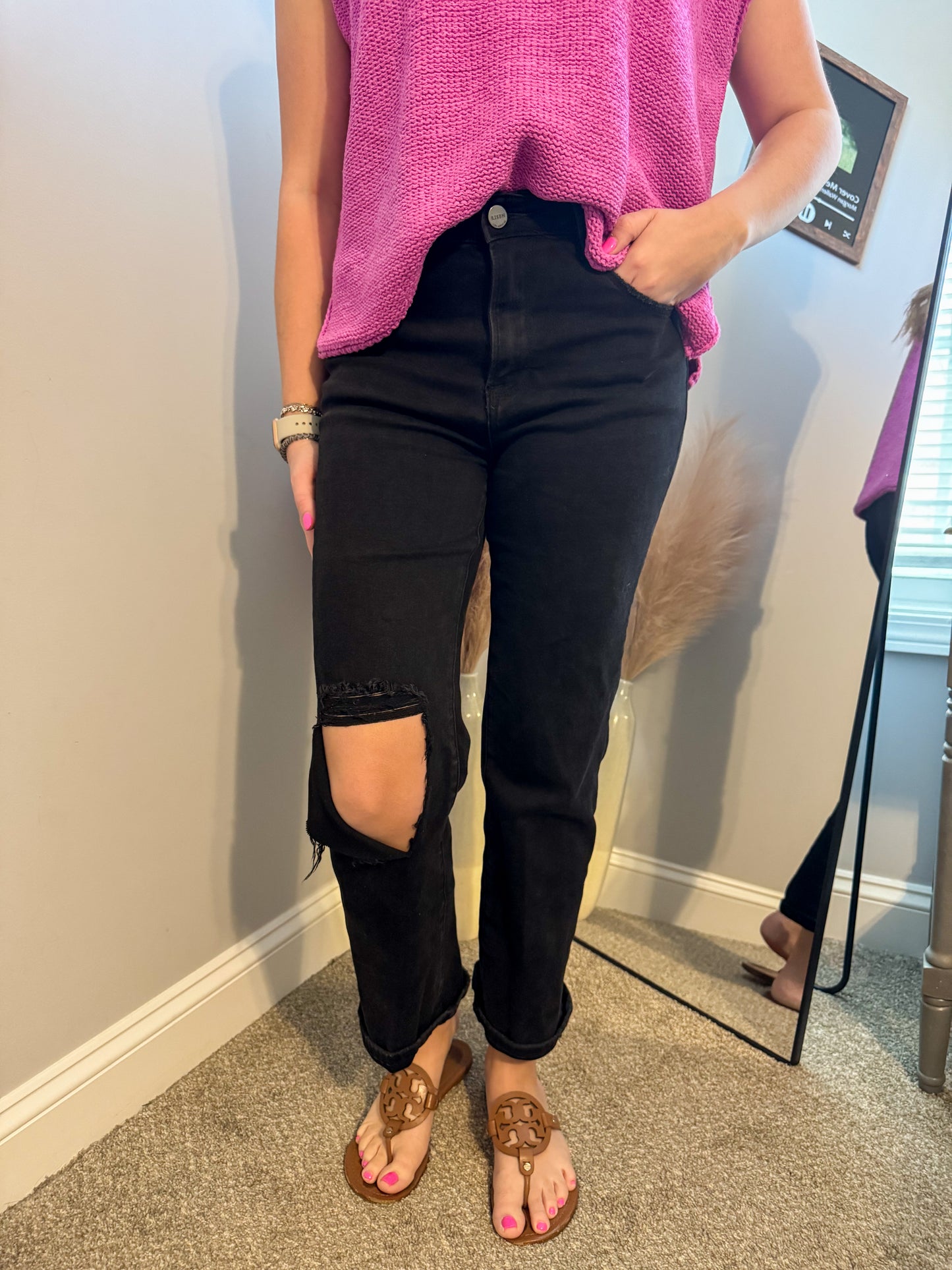 RISEN JEANS - Back in Black High Rise Crop