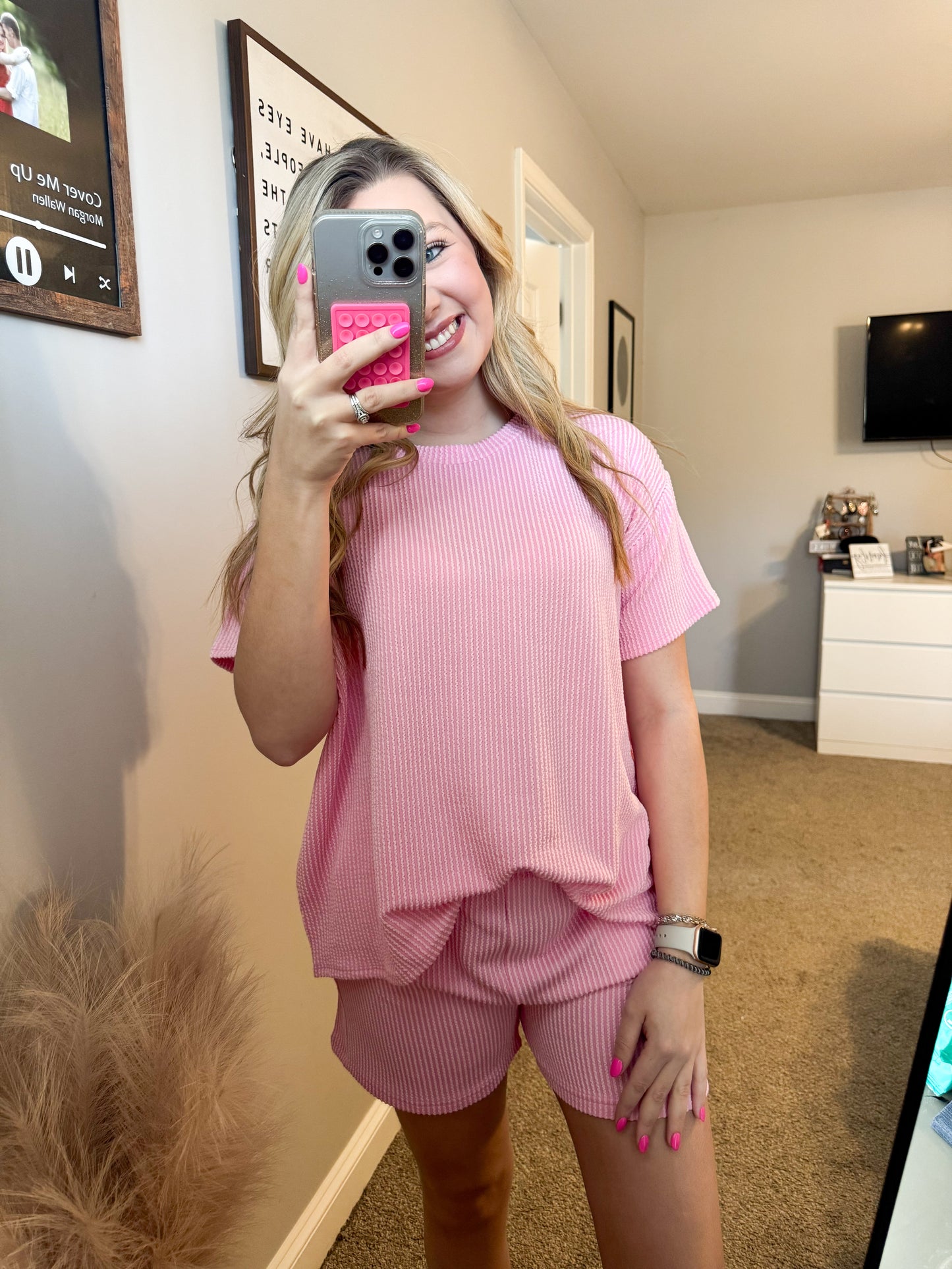 Baby Pink Ribbed Set