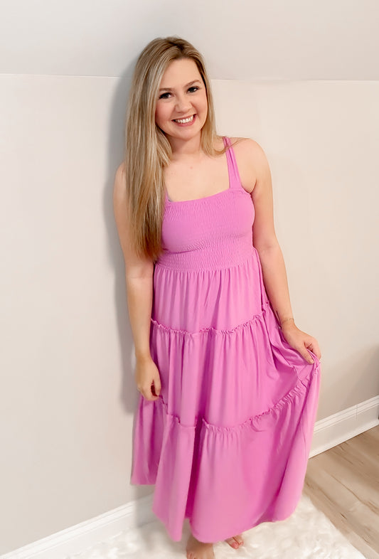 Take Me Out Tiered Midi Dress