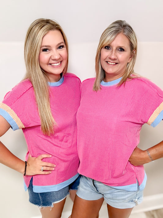 Color Block Ribbed Top