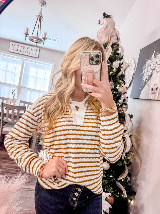The Mocha Striped Pullover