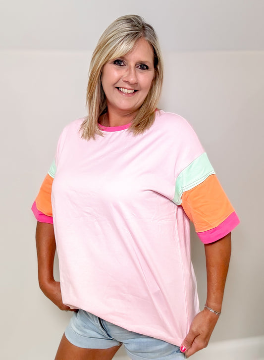 Tropical Color Block Top