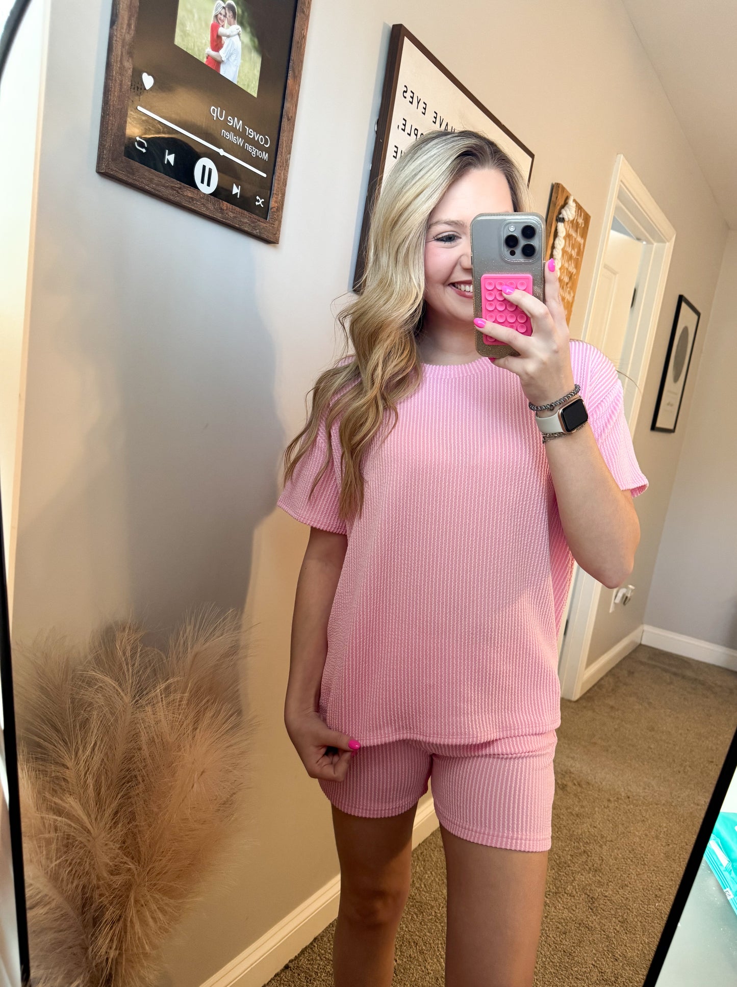 Baby Pink Ribbed Set