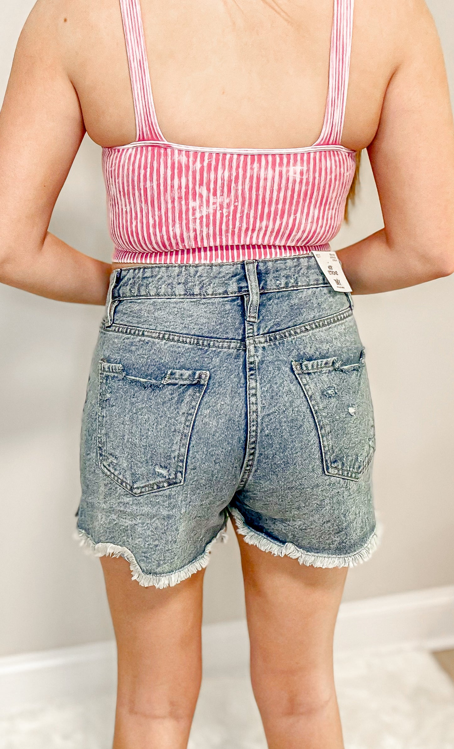 Stand Out High Rise Medium Wash Denim Shorts
