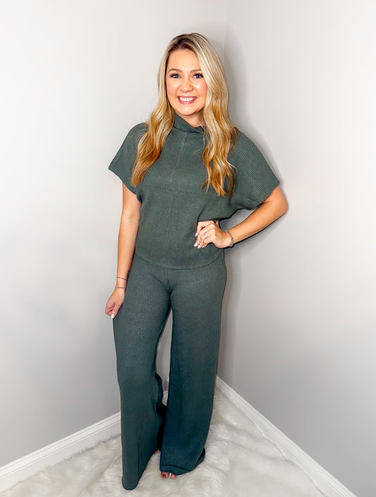 Keeping it Comfy Sweater Set in Ash Jade