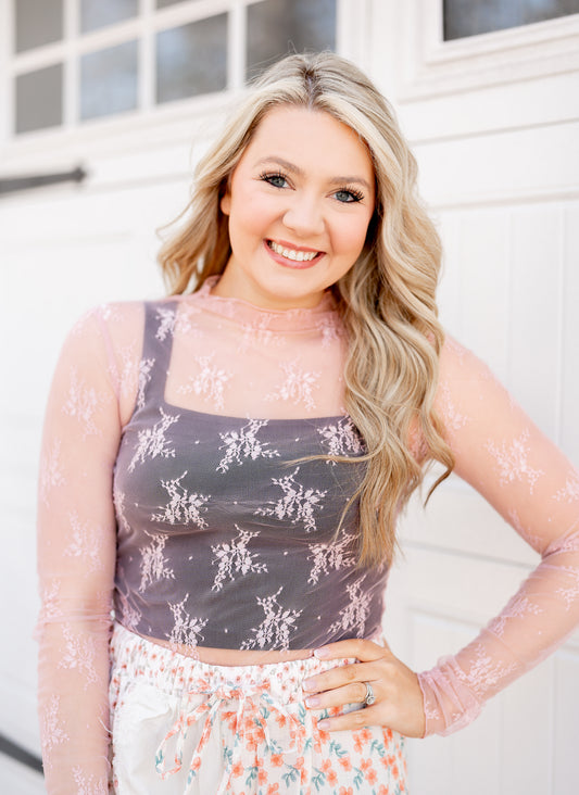 Lainey Lace Layering Blouse (Pink)