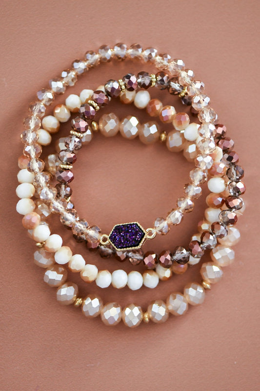 Beaded Bracelet Set in Brown